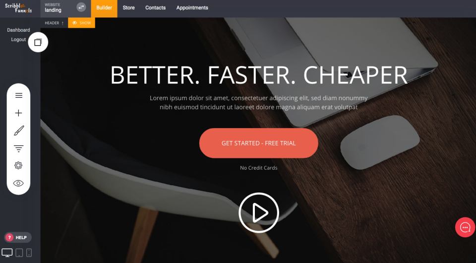 screenshot of Scribble Funnels